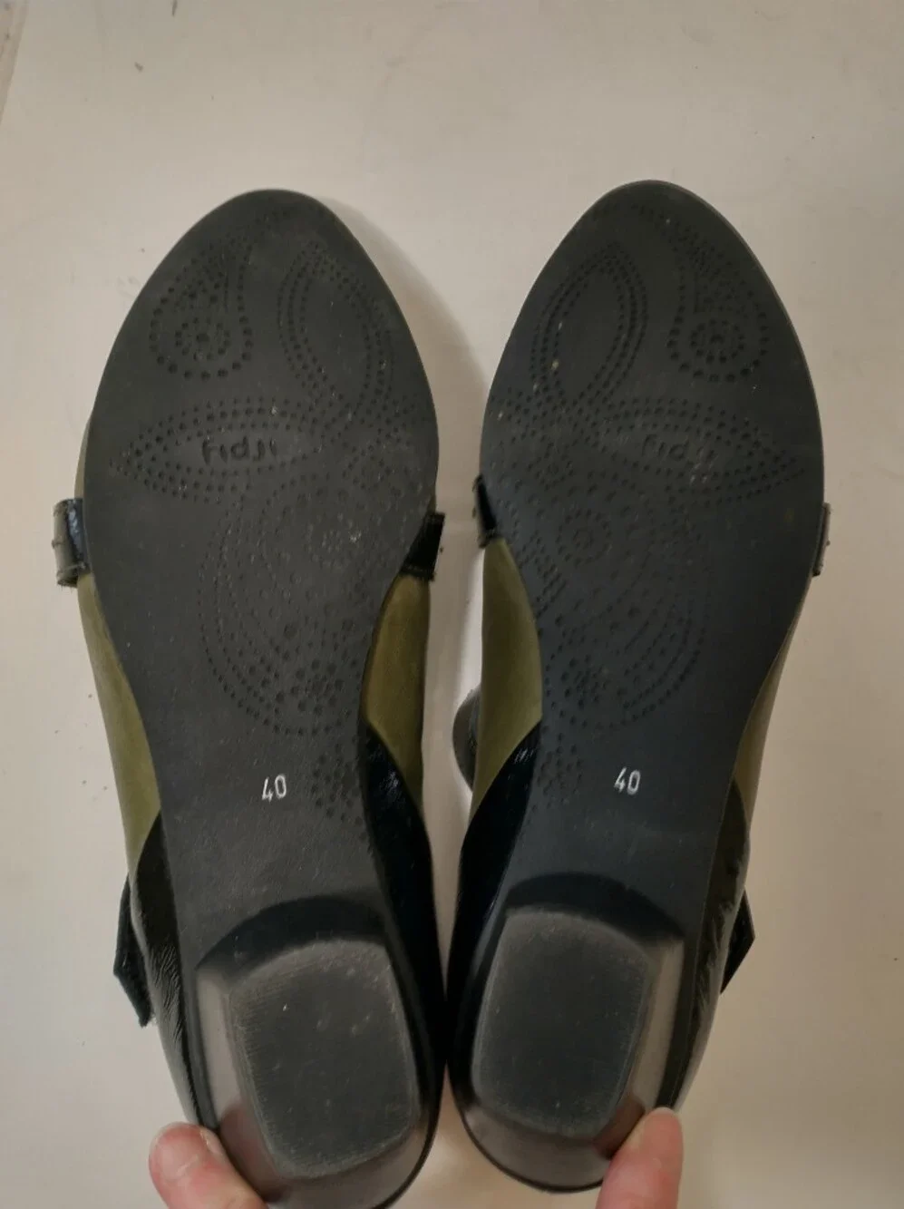 Fidji Green Leather Strappy Women's Heels With Black Patent, Euro Size 40‎